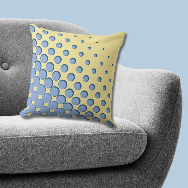 Coussin Densité Points demi-teintes bleu clair régulier (Density Regular Blue Yellow Halftone Dots Throw Pillow)