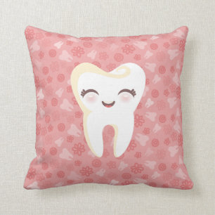 Coussin Dent mignonne - carreau décoratif rose