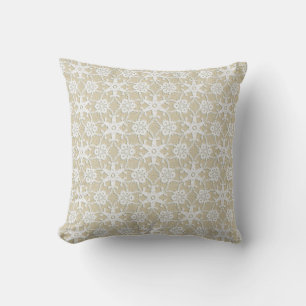 Coussin Dentelle antique - blanc et beige