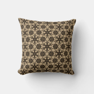 Coussin Dentelle antique - noir et pêche