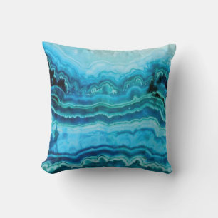 Coussin Dentelle bleue Agate texture de pierres gemmes nat