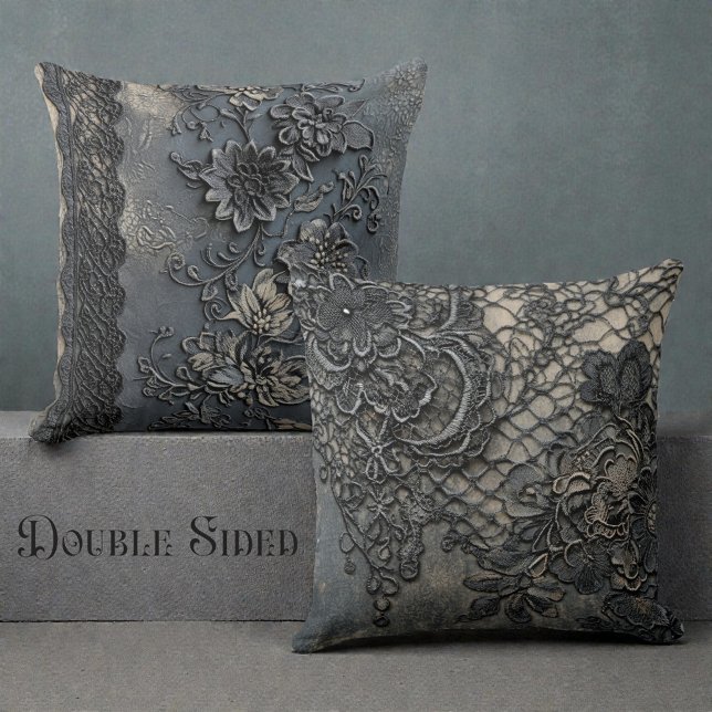 Coussin Dentelle bleue victorienne double face (Créateur téléchargé)