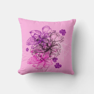 Coussin Dentelle de Wahin Orchidée hawaïenne réversible