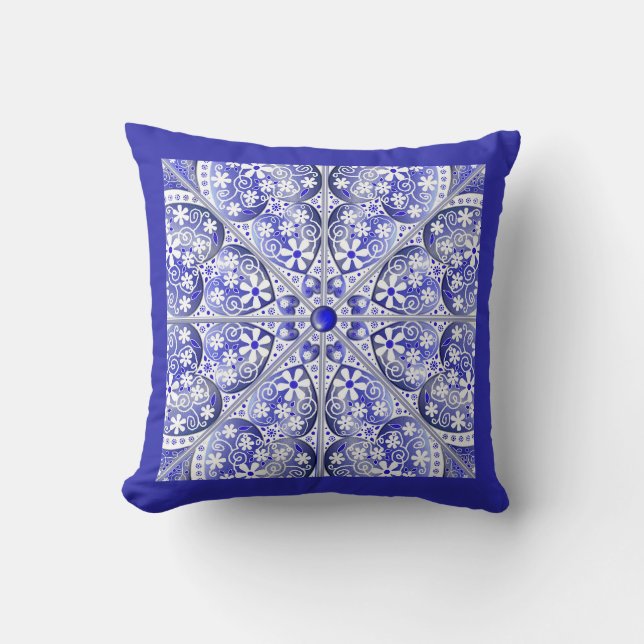Coussin Dentelle en céramique Bleu de Grèce (Recto)