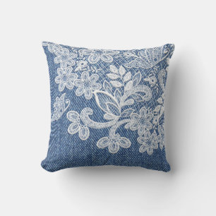Coussin Dentelle et Denim Country Girl Charm