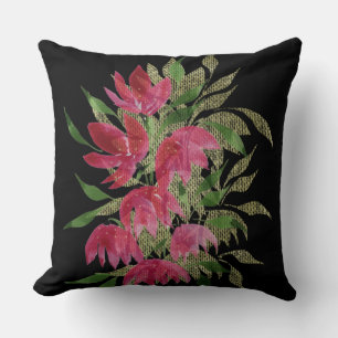 Coussin Dentelle fleur sauvage Boho texturé Aquarelle