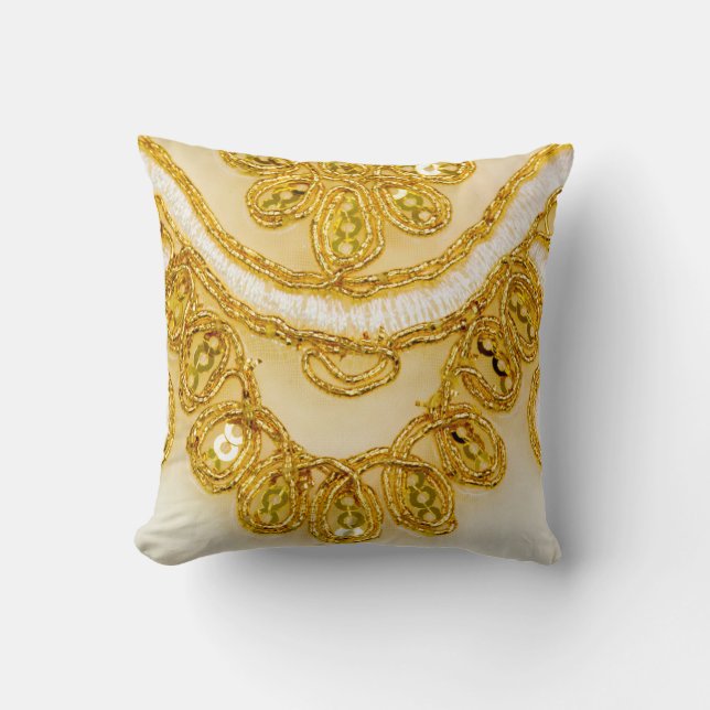 Coussin Dentelle jaune doré rayé. texture Arrière - plan,  (Recto)