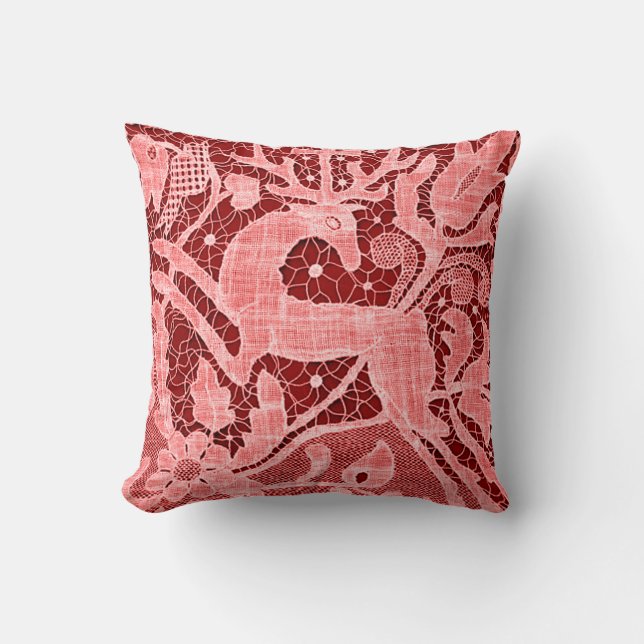 Coussin Dentelle Reindeer de Noël (Recto)