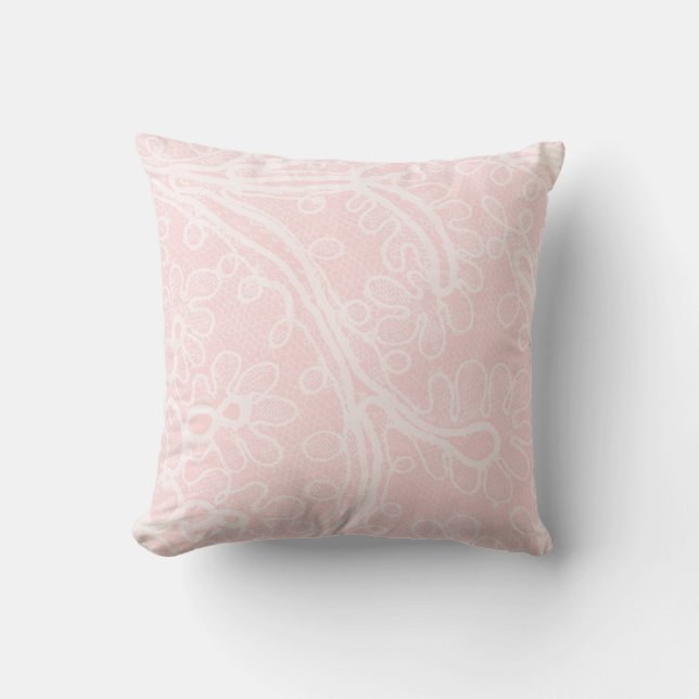 Coussin Dentelle rose jolie fille pastel mariage bébé (Recto)