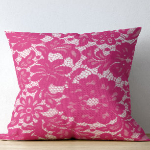 Coussin Dentelle rose vif