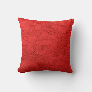 Coussin Dentelle rouge élégante, texture transparente