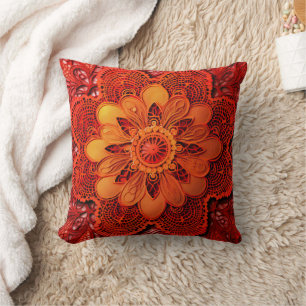 Coussin Dentelle rouge orange