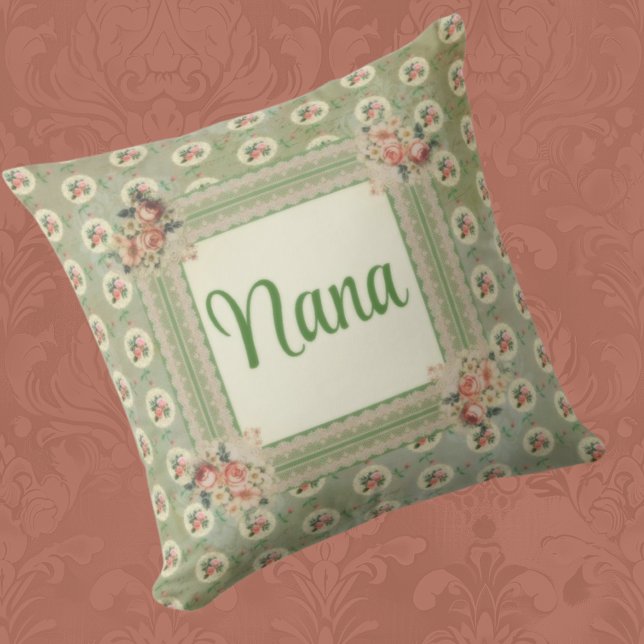 Coussin Dentelle vintage de Roses de mémoire personnalisée (Créateur téléchargé)