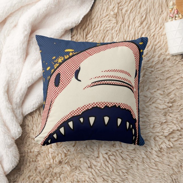 Coussin Dents de requin en demi-teintes Pop Art Panneau de (Couverture)