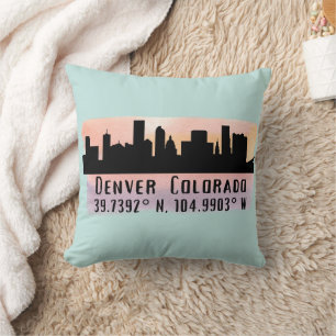 Coussin Denver CO City Skyline Latitude et Longitude