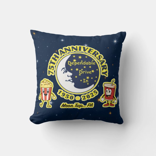 Coussin Dependable Drive In 75th Anniversary Throw Pillow (Recto)