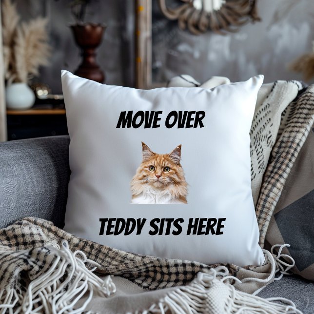 Coussin Déplace-toi, le chat s'assoit ici Drôle de chat pe (Créateur téléchargé)