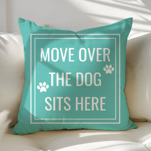 Coussin Déplacer Le Chien Assis Ici Animaux Turquoises Drô