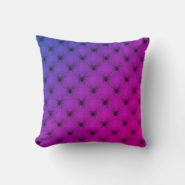 Coussin Déplaisant Spiderweb Motif rose violet Halloween (Recto)