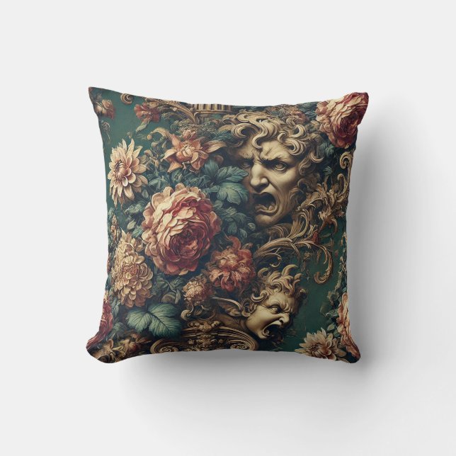 Coussin Deranged Decadence – Gothic Victorian Floral  (Recto)