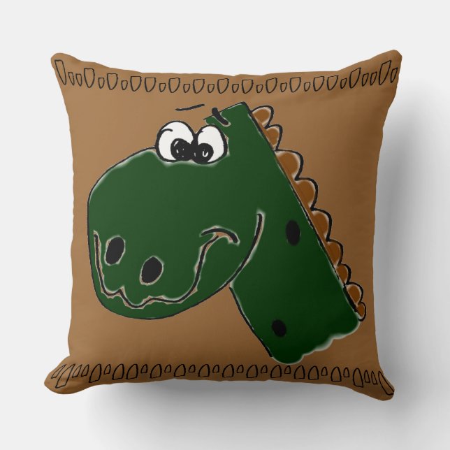 Coussin Derby le Dinosaure (brun) (Recto)