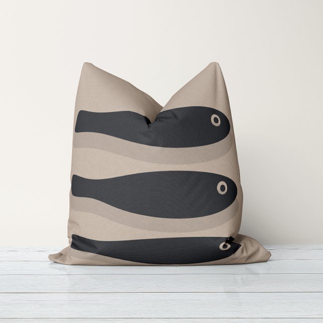 Coussin Dérive dans le silence - Taupe patiné et noir indi (Créateur téléchargé)