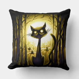 Coussin Derpy Little Halloween Chat dans un Patch Citrouil