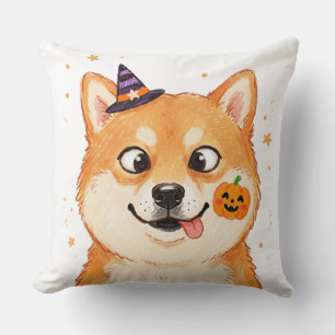 Coussin Derpy Shiba Inu Halloween Citrouille