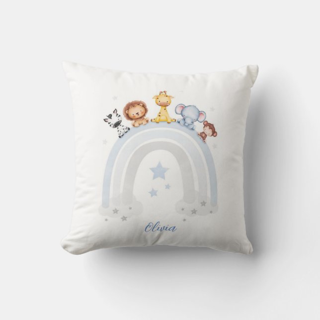 Coussin Des amis sauvages sur une promenade en arc-en-ciel (Recto)