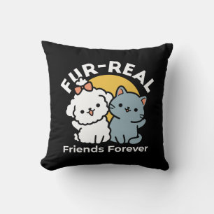 Coussin Des amis vrais pour toujours   Cute Cat & Chien Du