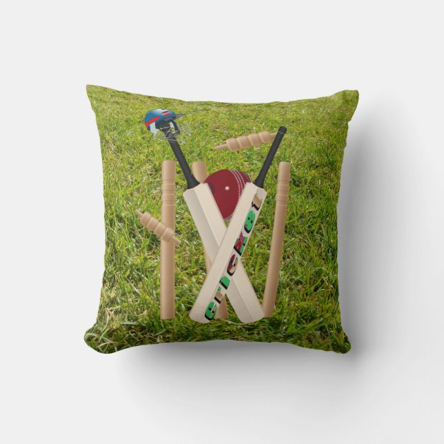 Coussin Des Billets De Cricket Sur De L'Herbe Verte, (Recto)