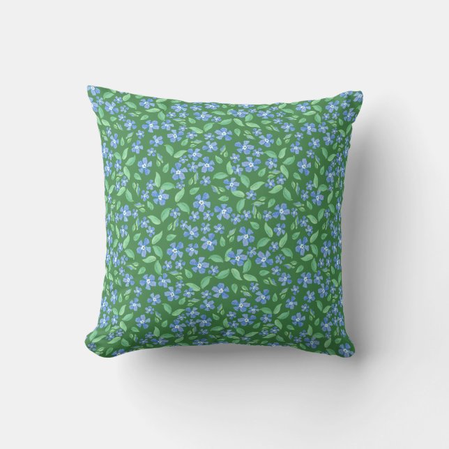Coussin Des bords bleus brillants sur des bords floraux ve (Recto)