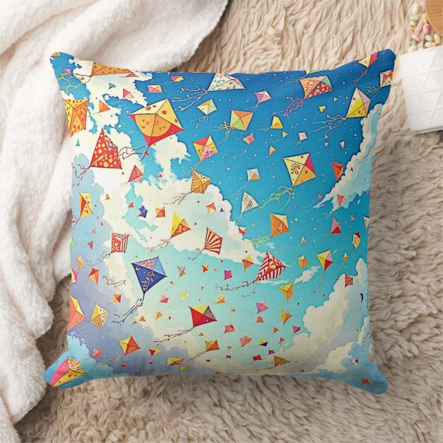 Coussin Des cerfs-volants joyeux grimpent en flèche (Couverture)