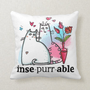 Coussin Des chats mignons dessinant un jeu de chats romant