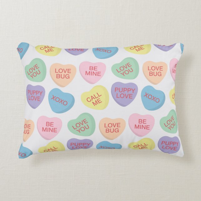 Coussin des Coeurs de conversation des bonbons de  (Devant)