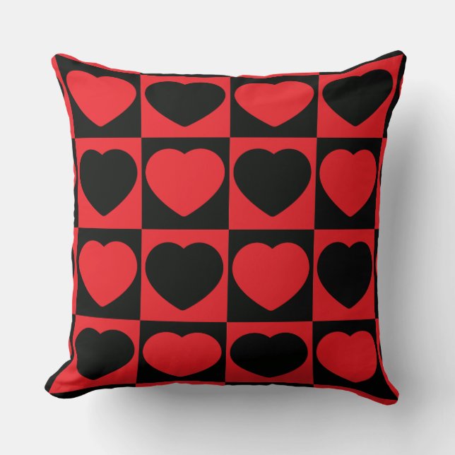 coussin des coeurs noir et rouge (Recto)