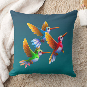 Coussin Des colibris colorés en vol