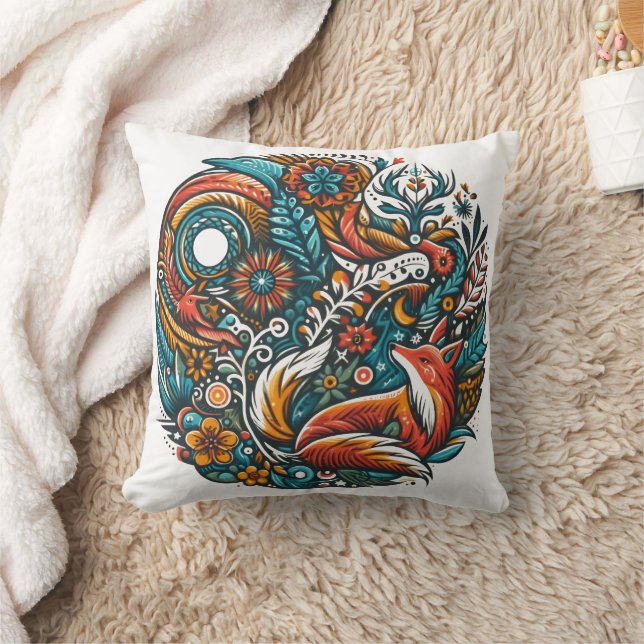 Coussin Des créatures Whimsical en harmonie vibrante (Couverture)