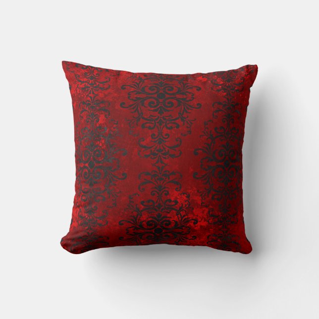 Coussin Des dessins de défilement noirs aux tons rouges (Recto)
