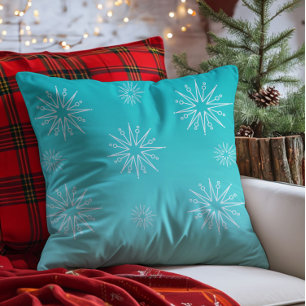 Coussin des Etoiles de Noël éblouissantes, Aqua