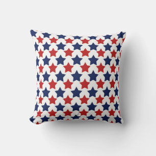 Coussin des étoiles patriotiques rouges, blanches 