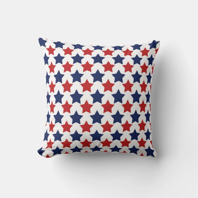 Coussin des étoiles patriotiques rouges, blanches  (Recto)