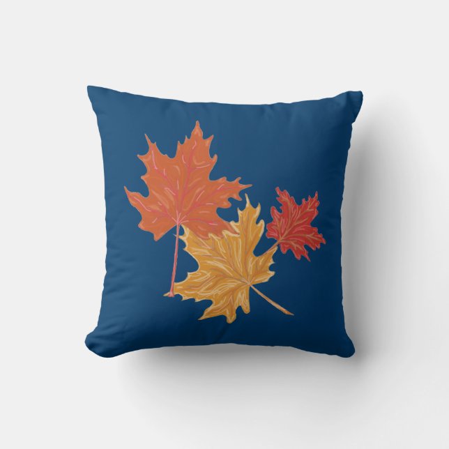 Coussin des feuilles de chute bleu foncé (Recto)