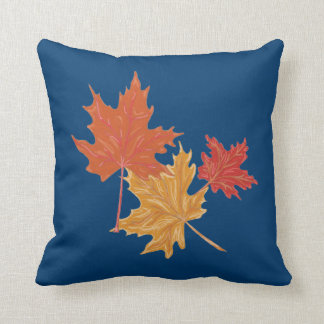 Coussin des feuilles de chute bleu foncé