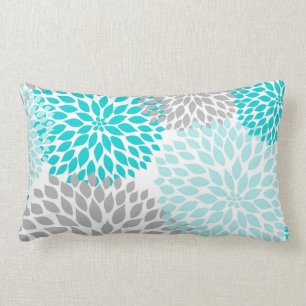 coussin des Filles de Dahlias à gris bleu turquois
