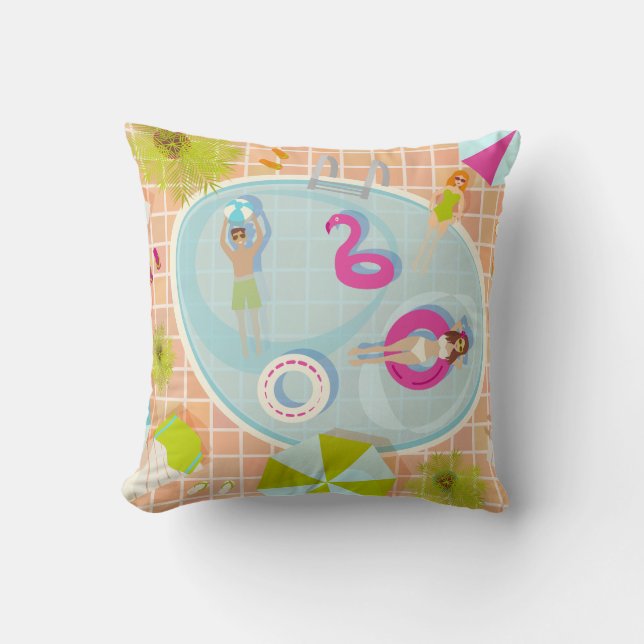 Coussin Des filles et des garçons du bikini jouant au jeu  (Recto)