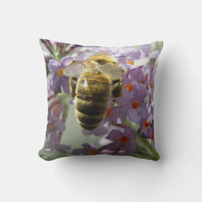 Coussin des fleurs d'abeilles et de bouddleia (Recto)