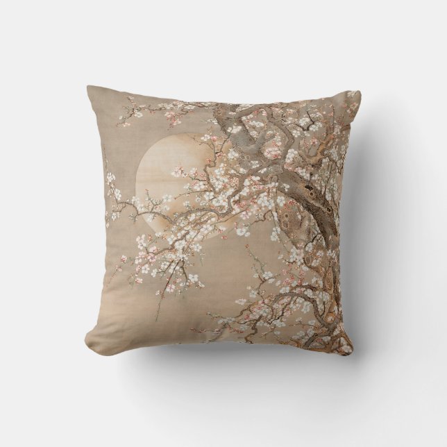 Coussin Des fleurs de prunes japonaises au clair de lune p (Recto)