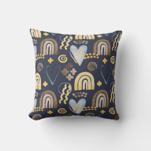 Coussin Des formes organiques naïves motif avec arc-en-cie
