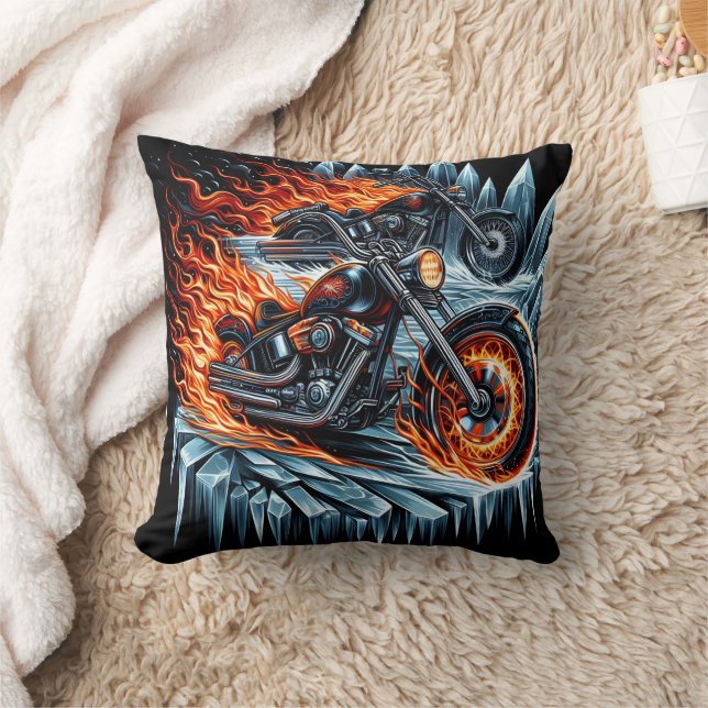 Coussin Des motocyclettes enflammées à travers des montagn (Couverture)